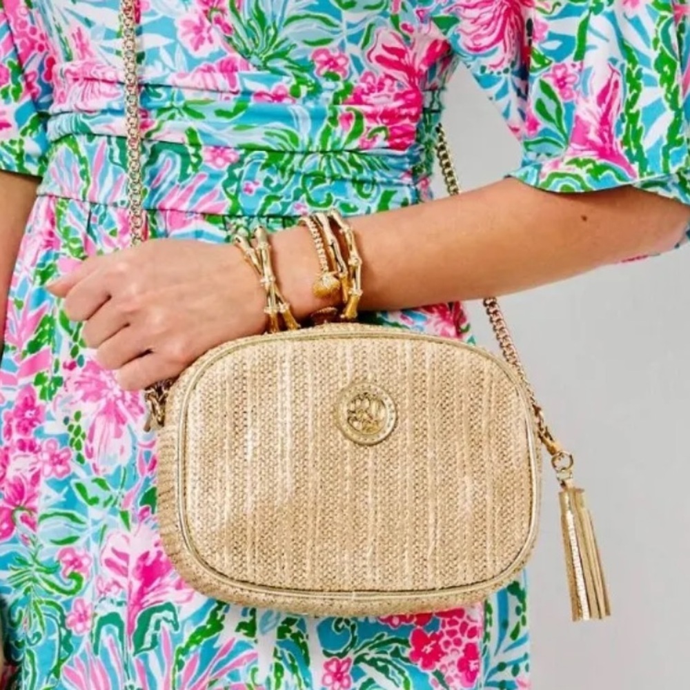 Lilly Pulitzer Ellis Crossbody Bag Gold Metallic MSRP $148